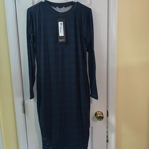 Checkered and striped body on dress